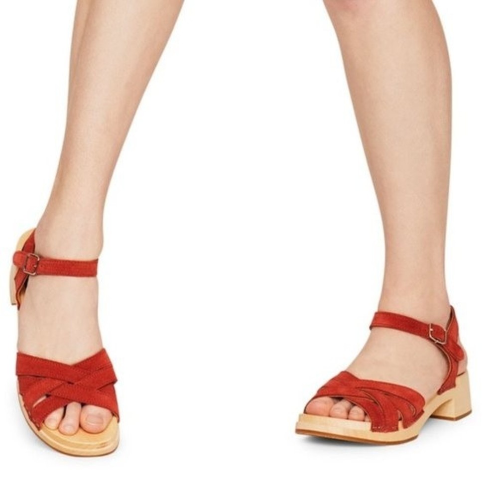 NWT Swedish Hasbeens New Braided Sandals 39 / 9 Rost Rust Suede Leather